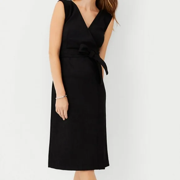 💕♥️ ANN TAYLOR Faux Suede Wrap Midi Dress - Picture 2 of 5